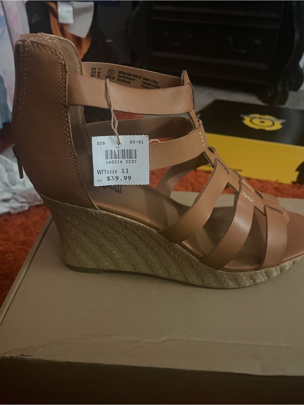 Women's Tan Strappy Wedge Sandals